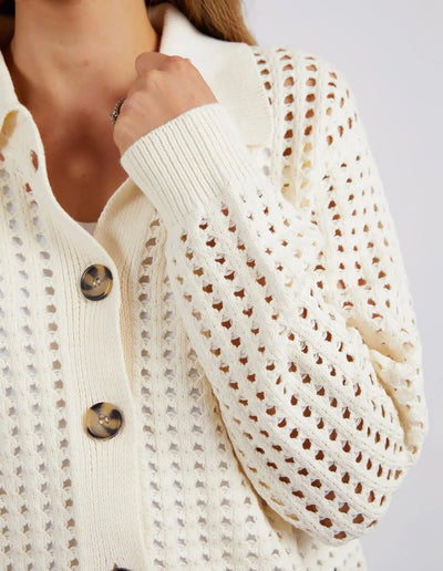Clover Knit Cardi - Vintage White-Foxwood-Lima & Co