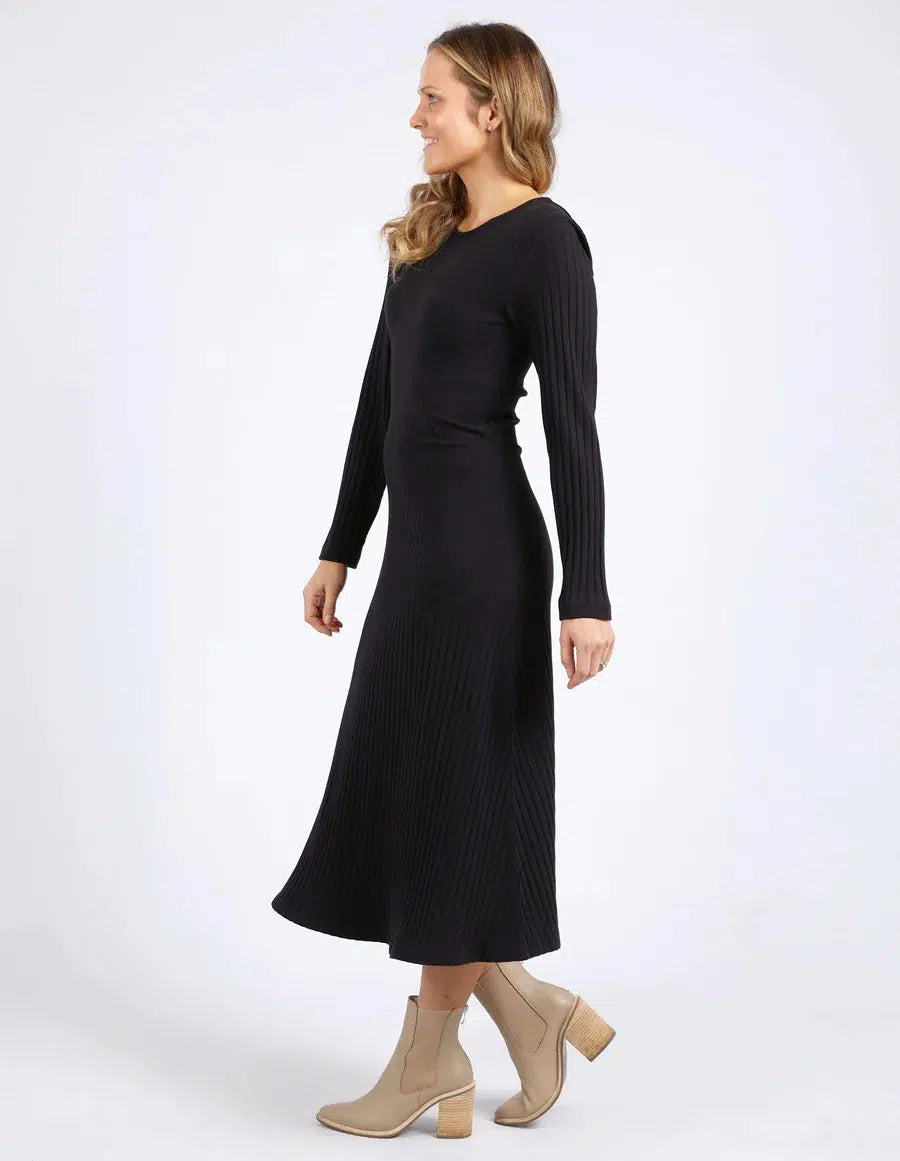 Huntleigh Rib Dress - Black-Foxwood-Lima & Co
