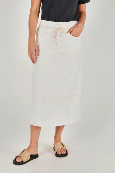 Panel Maxi Denim Skirt - Off White-One Ten Willow-Lima & Co