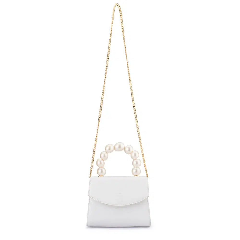 Peta Pearl Handle Bag - White-Olga Berg-Lima & Co