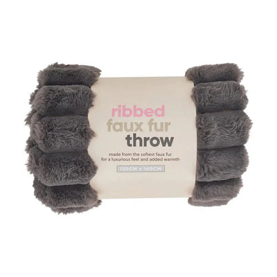 Throw Ribbed Fur - Grey-Annabel Trends-Lima & Co