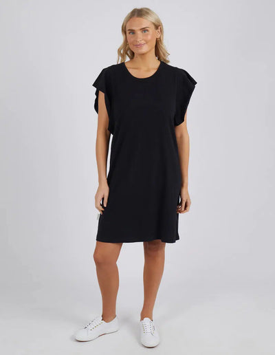 Flutter Sleeve Dress - Black-Foxwood-Lima & Co