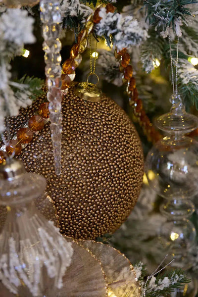 10 Cm Copper Caviar Bauble-Holly and Ivy-Lima & Co