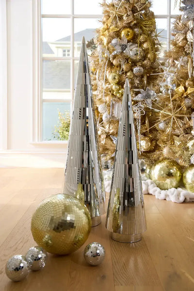 10cm Silver Disco Bauble-Holly and Ivy-Lima & Co