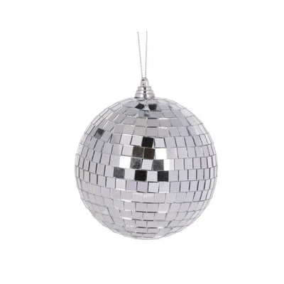 10cm Silver Disco Bauble-Holly and Ivy-Lima & Co