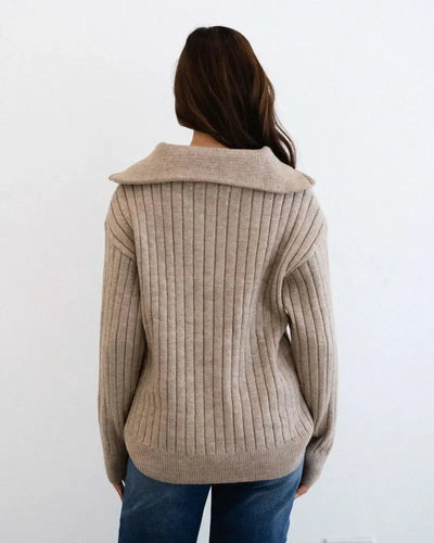 1/2 Zip Cable Knit - Latte-Lima & Co-Lima & Co