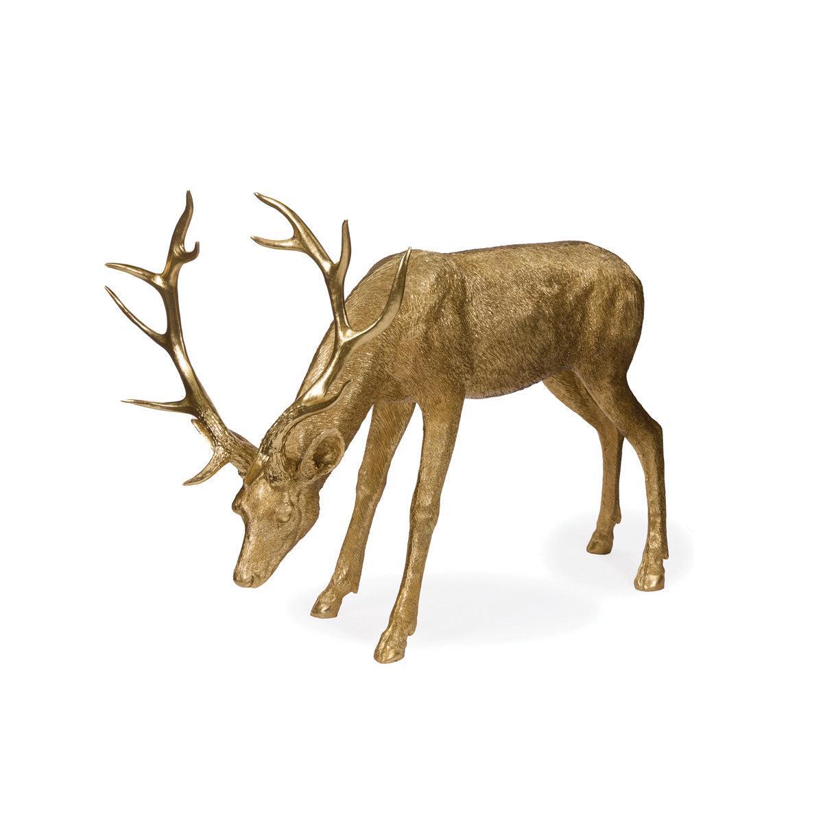 120 Cm Gold Etched Standing Reindeer-Holly and Ivy-Lima & Co