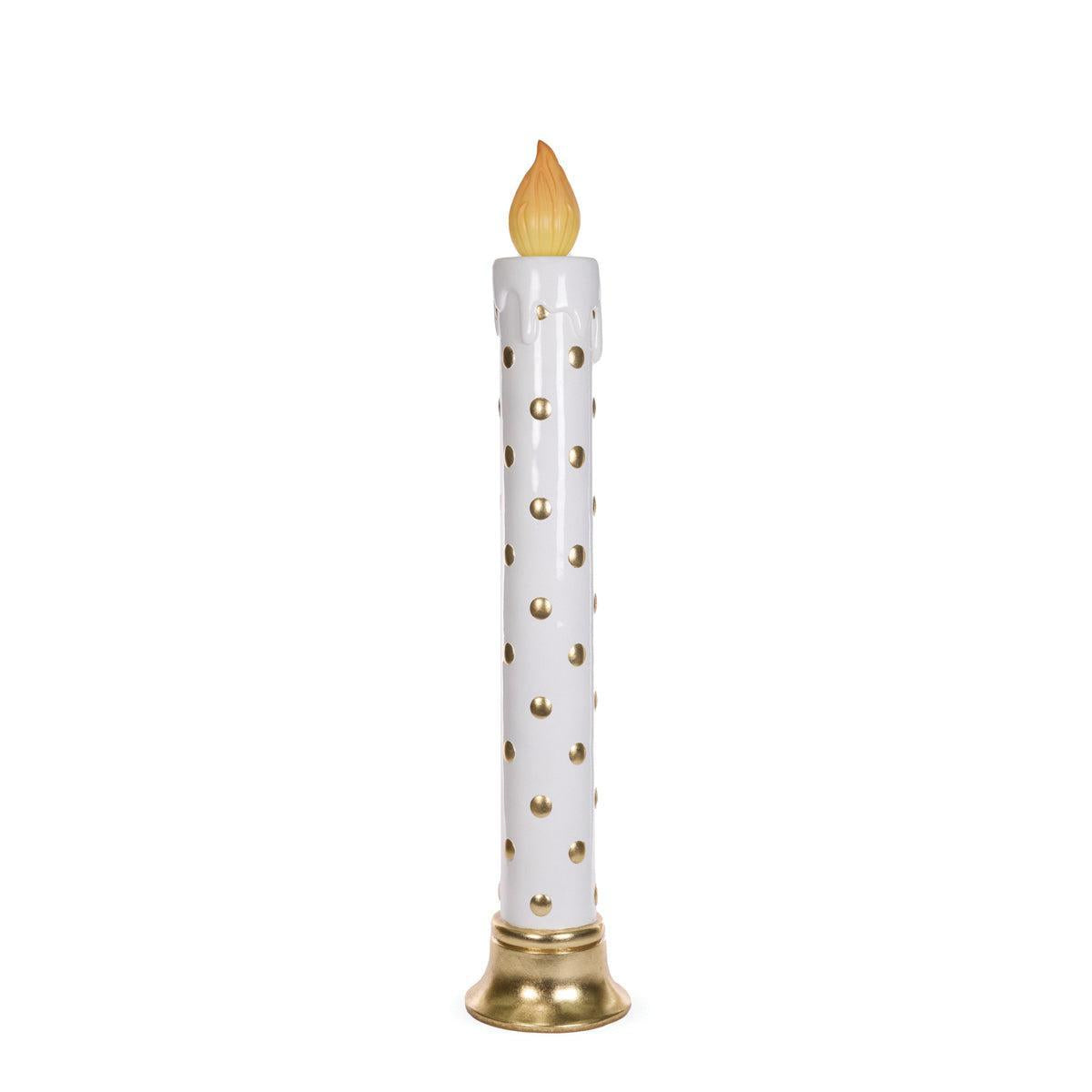 122.5 Cm Led White And Gold Polka Dot Candle-Holly and Ivy-Lima & Co