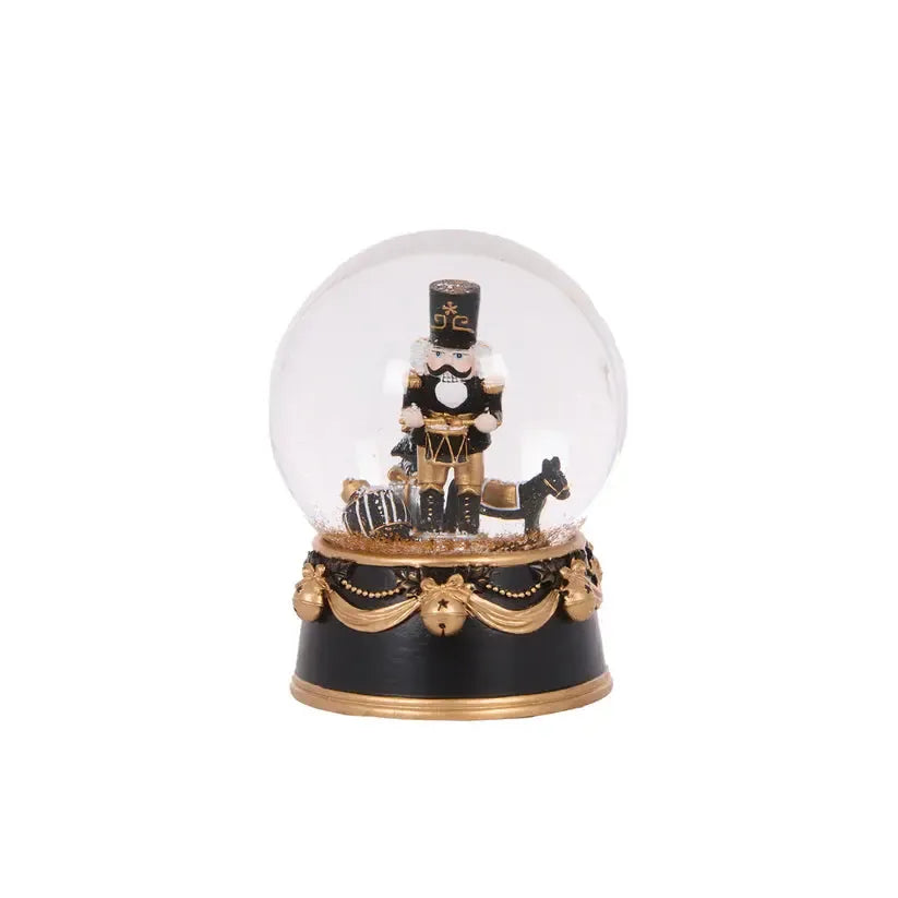 12cm Musical Black And Gold Nutcracker Snow Globe-Holly and Ivy-Lima & Co
