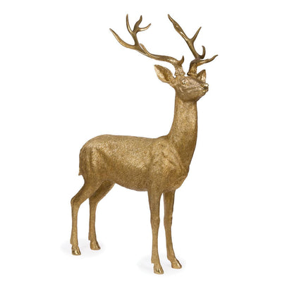 135 Cm Gold Etched Standing Reindeer-Holly and Ivy-Lima & Co