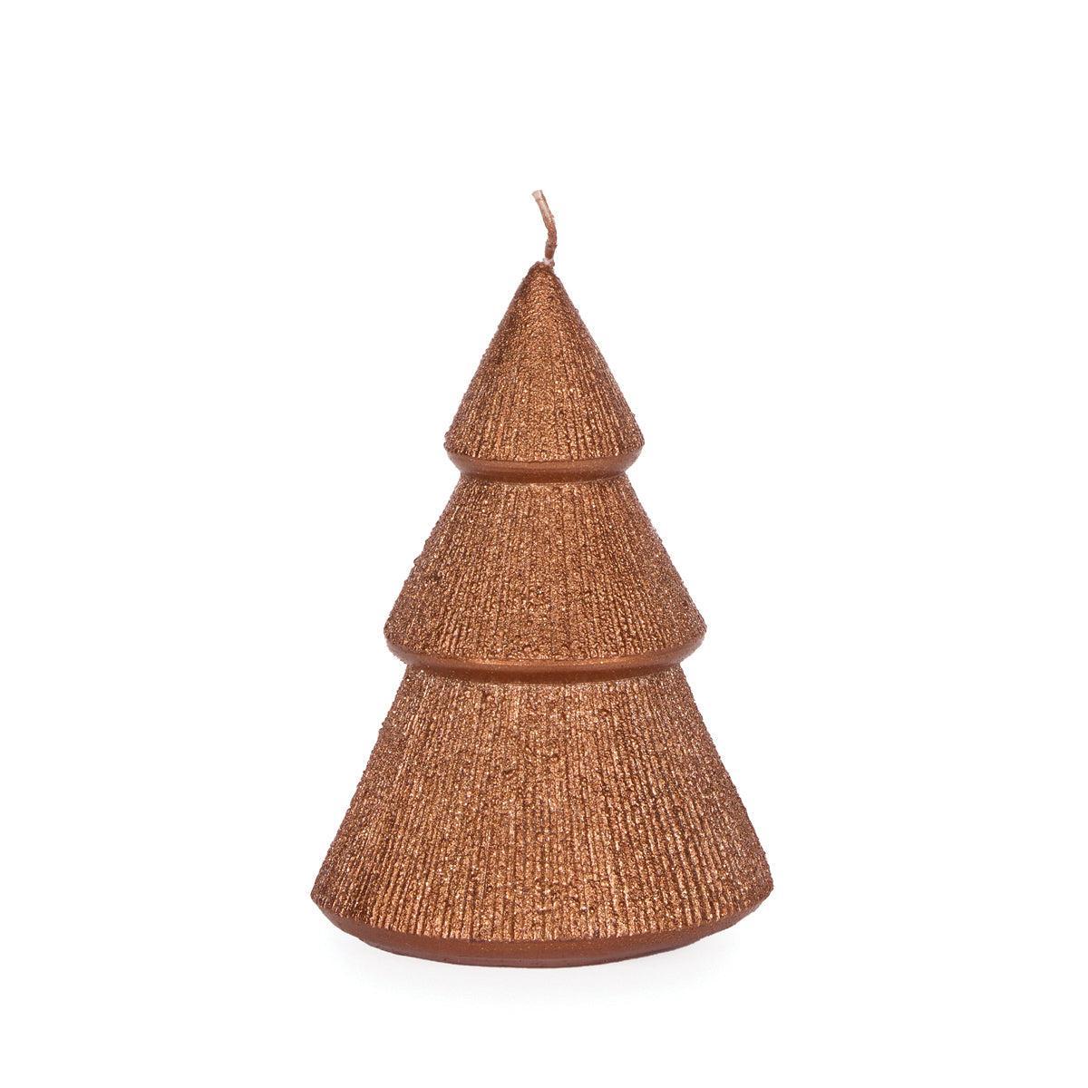 13.5 Cm Copper Ribbed Tree Candle-Holly and Ivy-Lima & Co