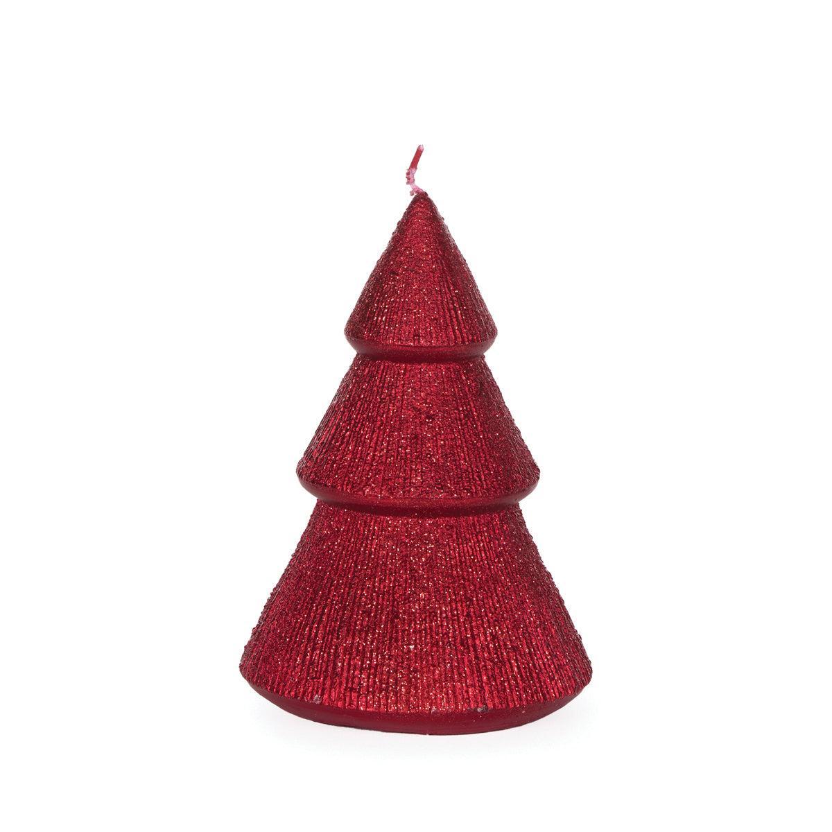 13.5 Cm Red Ribbed Tree Candle-Holly and Ivy-Lima & Co