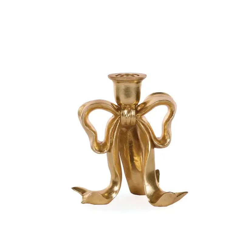 17cm Gilded Bow Candle Holder-Holly and Ivy-Lima & Co