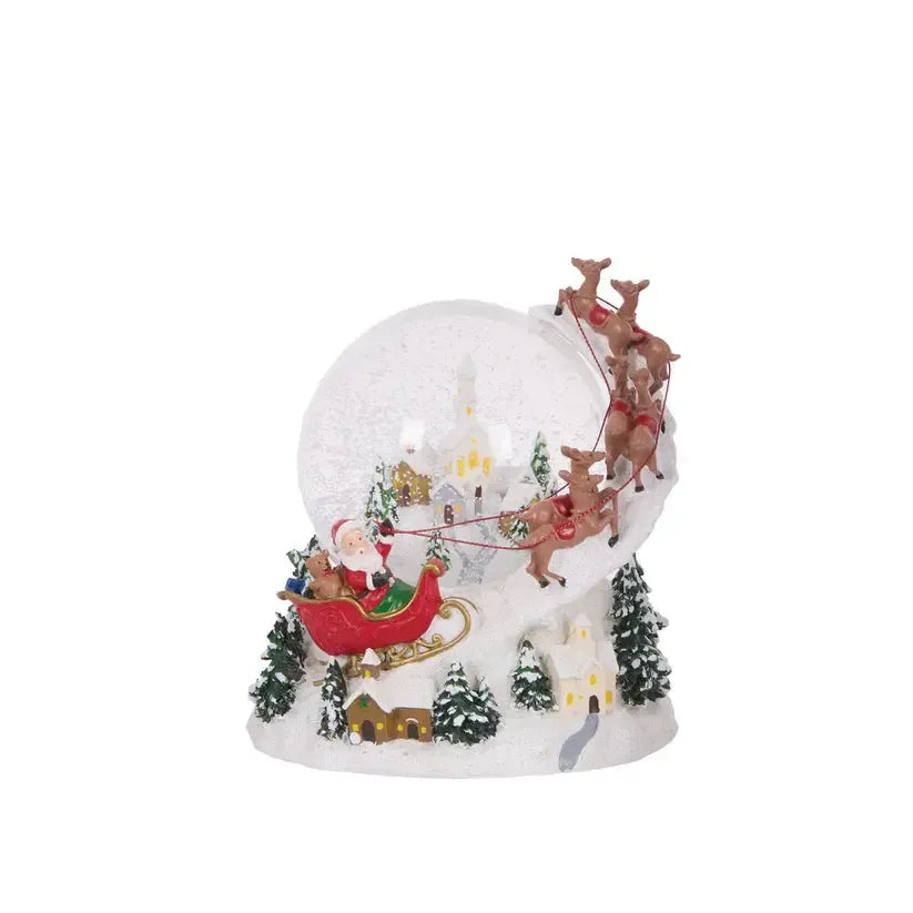 17cm Santas Sleigh Snow Globe-Holly and Ivy-Lima & Co
