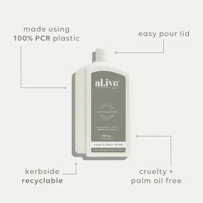 1L Wash Refill - Green Pepper & Lotus-ALIVE BODY-Lima & Co