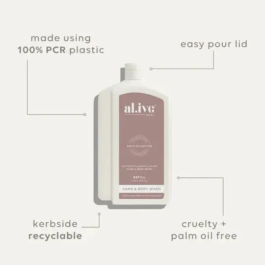 1L Wash Refill - Raspberry Blossom & Juniper-ALIVE BODY-Lima & Co