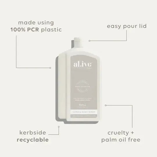 1L Wash Refill - Sea Cotton & Coconut-ALIVE BODY-Lima & Co