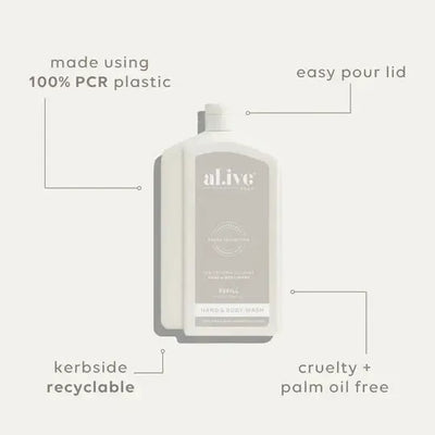 1L Wash Refill - Sea Cotton & Coconut-ALIVE BODY-Lima & Co