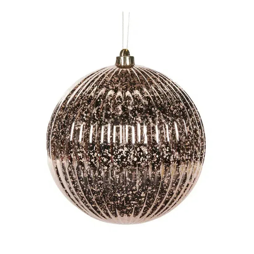 20 Cm Champagne Mercury Ribbed Bauble-Holly and Ivy-Lima & Co