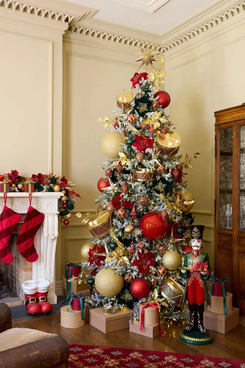 20 Cm Gold Glitter Bauble-Holly and Ivy-Lima & Co