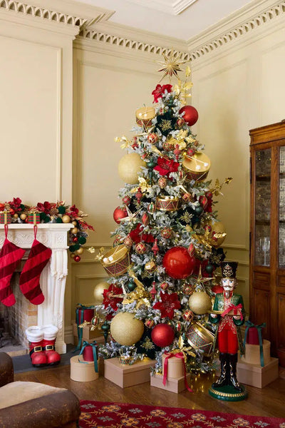 20 Cm Gold Glitter Bauble-Holly and Ivy-Lima & Co