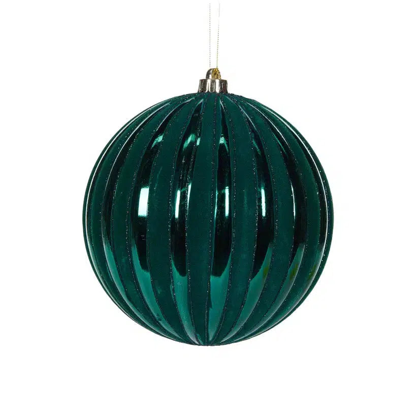 20 Cm Teal Ridges Bauble-Holly and Ivy-Lima & Co