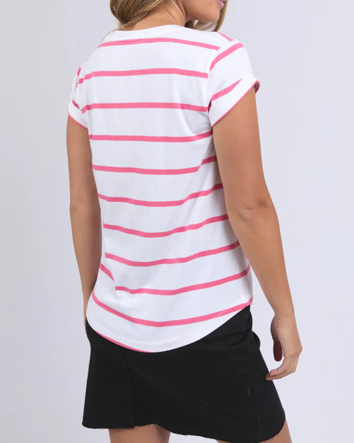 Manly Stripe Tee - Hot Pink