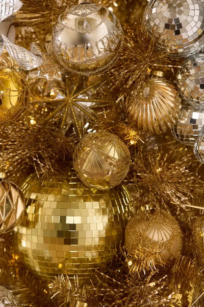 20cm Gold Disco Bauble-Holly and Ivy-Lima & Co