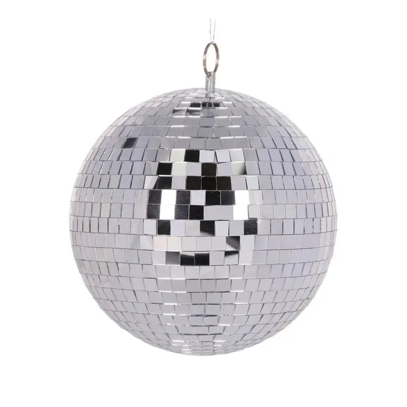 20cm Silver Disco Bauble-Holly and Ivy-Lima & Co