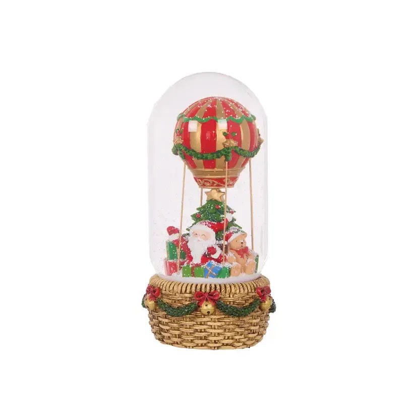 23cm Hot-Air Balloon Snow Globe-Holly and Ivy-Lima & Co