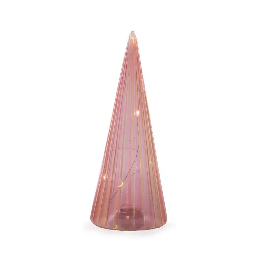 26Cm Pink Ribbed Led Tree-Holly and Ivy-Lima & Co
