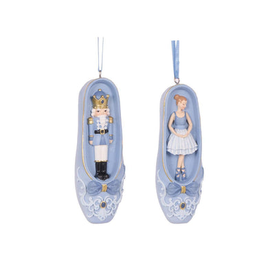 2/Asst Blue Ballet Slipper Ornaments-Holly and Ivy-Lima & Co