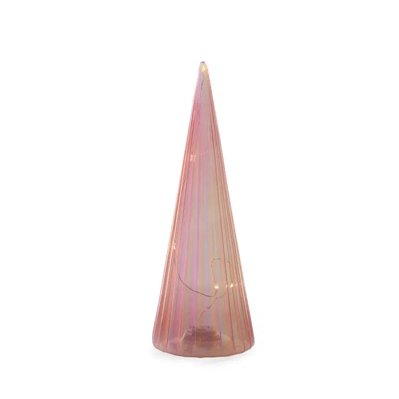 32Cm Pink Ribbed Led Tree-Holly and Ivy-Lima & Co