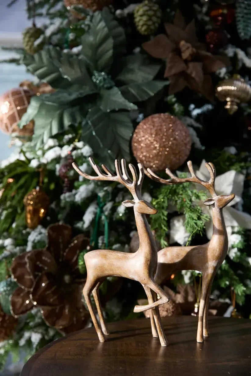 33cm Woodgrain Reindeer-Holly and Ivy-Lima & Co