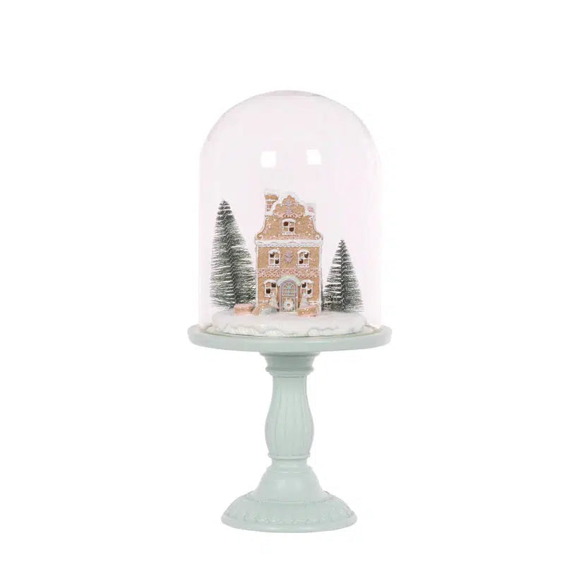 35.5Cm Piped Pastel Gingerbread Facade Cloche-Holly and Ivy-Lima & Co