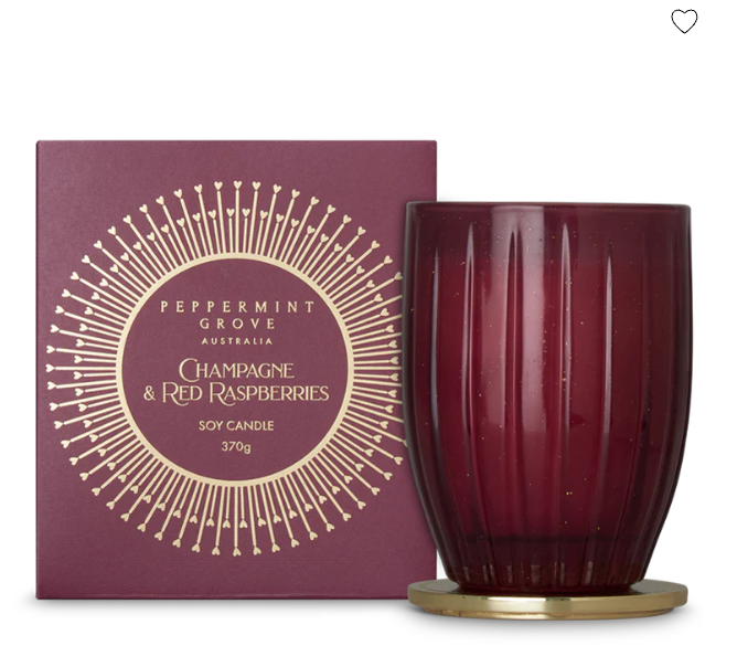370gm Candle - Champagne & Red Raspberry-Peppermint Grove-Lima & Co