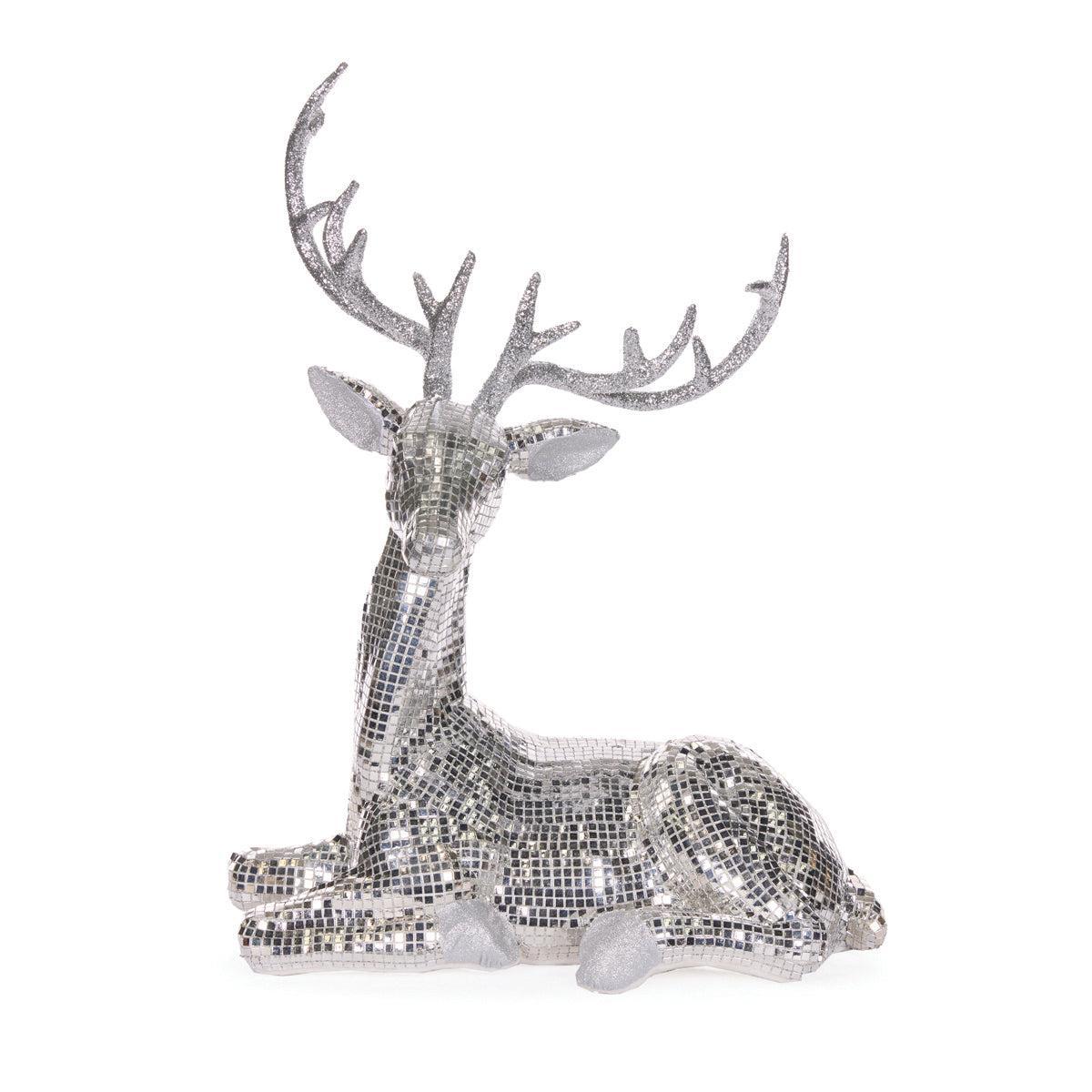 54 Cm Lying Silver Disco Reindeer-Holly and Ivy-Lima & Co