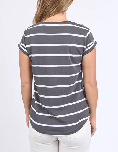 Manly Stripe Tee - Charcoal