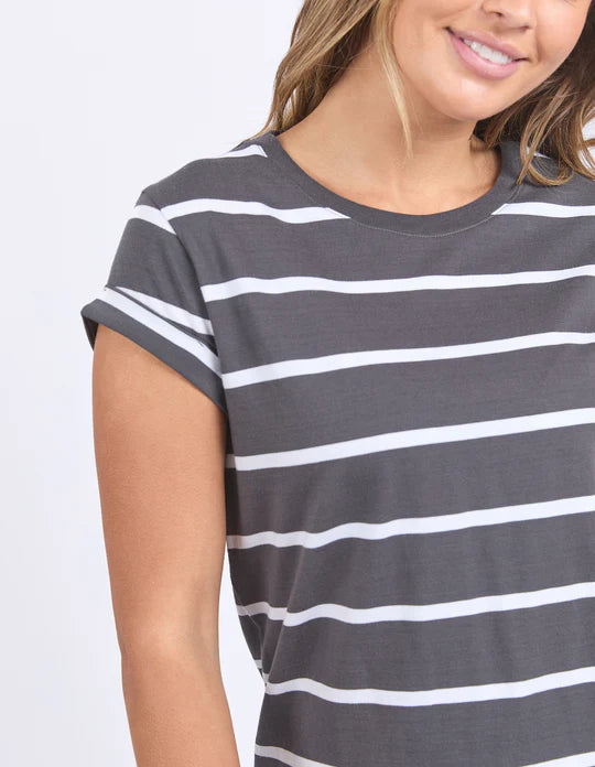 Manly Stripe Tee - Charcoal