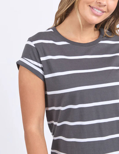 Manly Stripe Tee - Charcoal