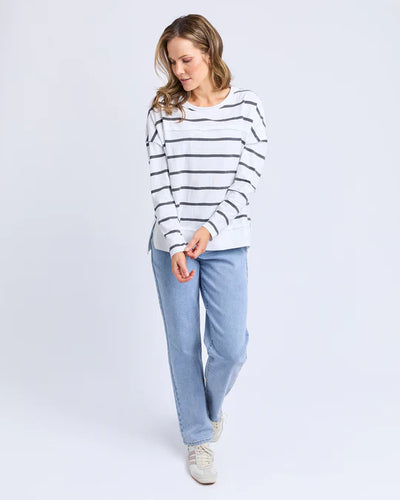 Jayne Stripe Throw On Top - White
