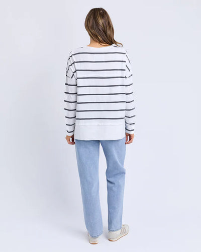 Jayne Stripe Throw On Top - White