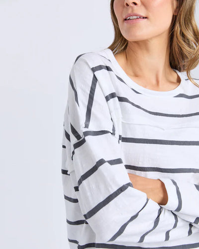 Jayne Stripe Throw On Top - White