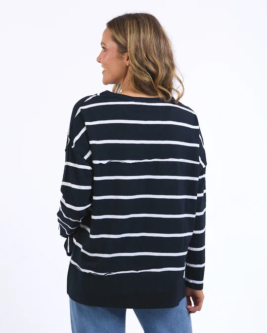 Jayne Stripe Throw On Top - Navy