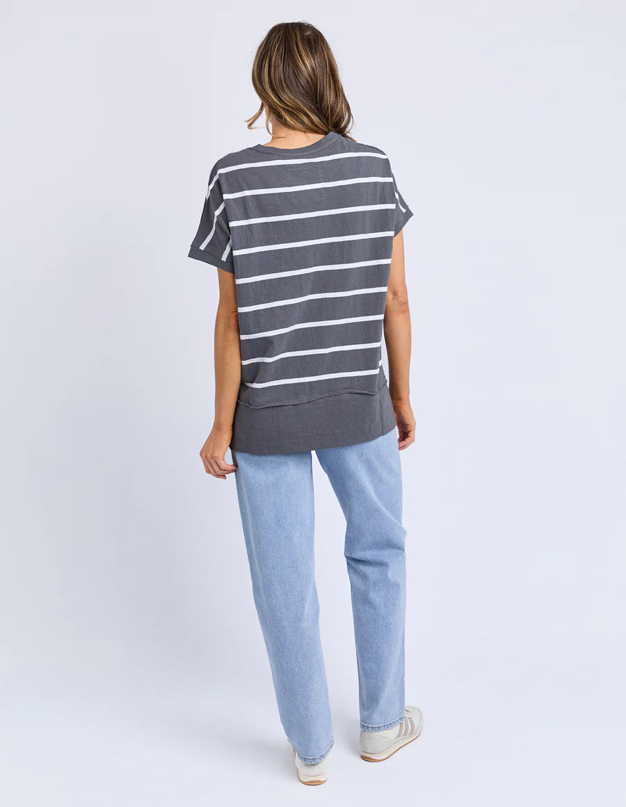 Allison Stripe Tee - Charcoal