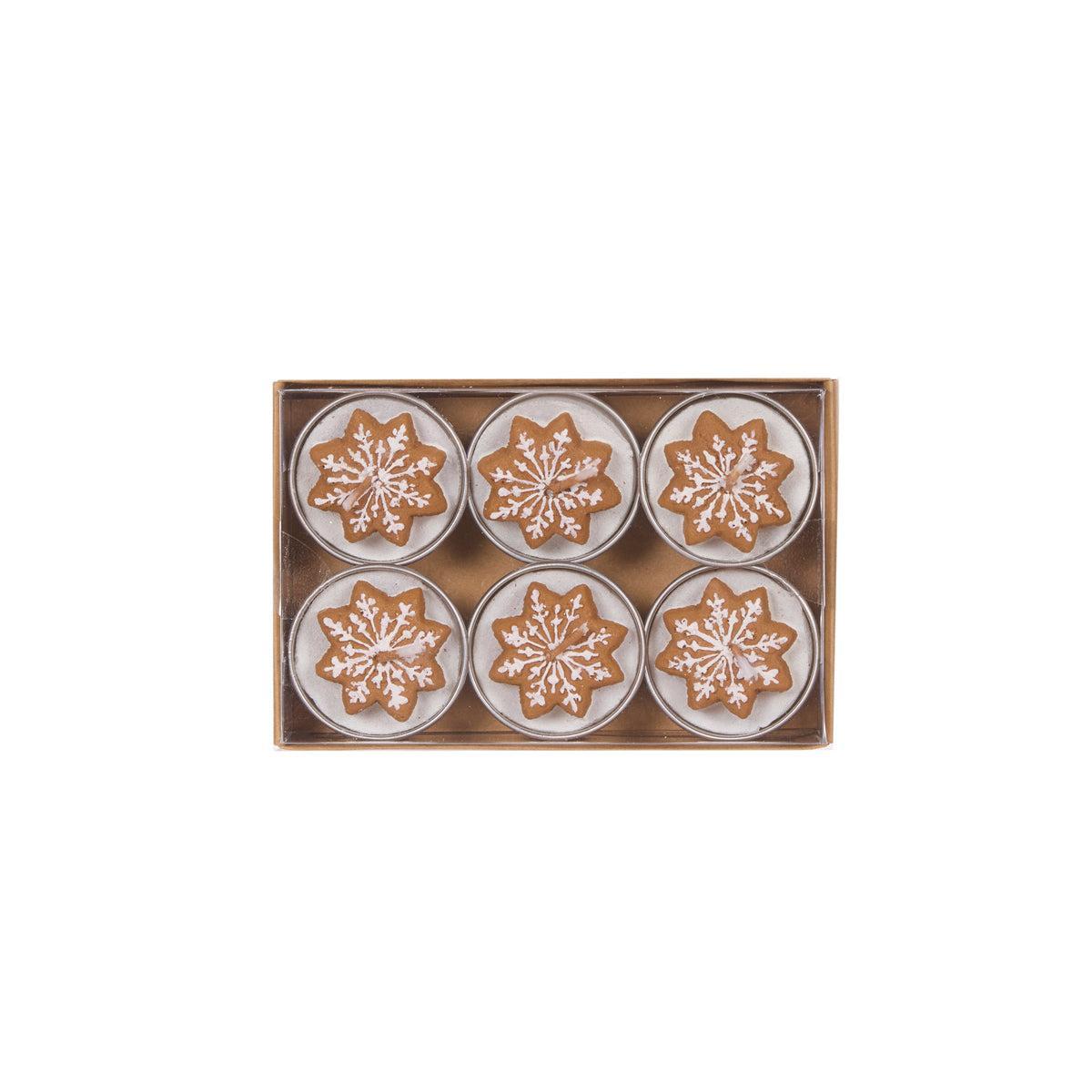 6/Pk Gingerbread Snowflake T/Lights-Holly and Ivy-Lima & Co