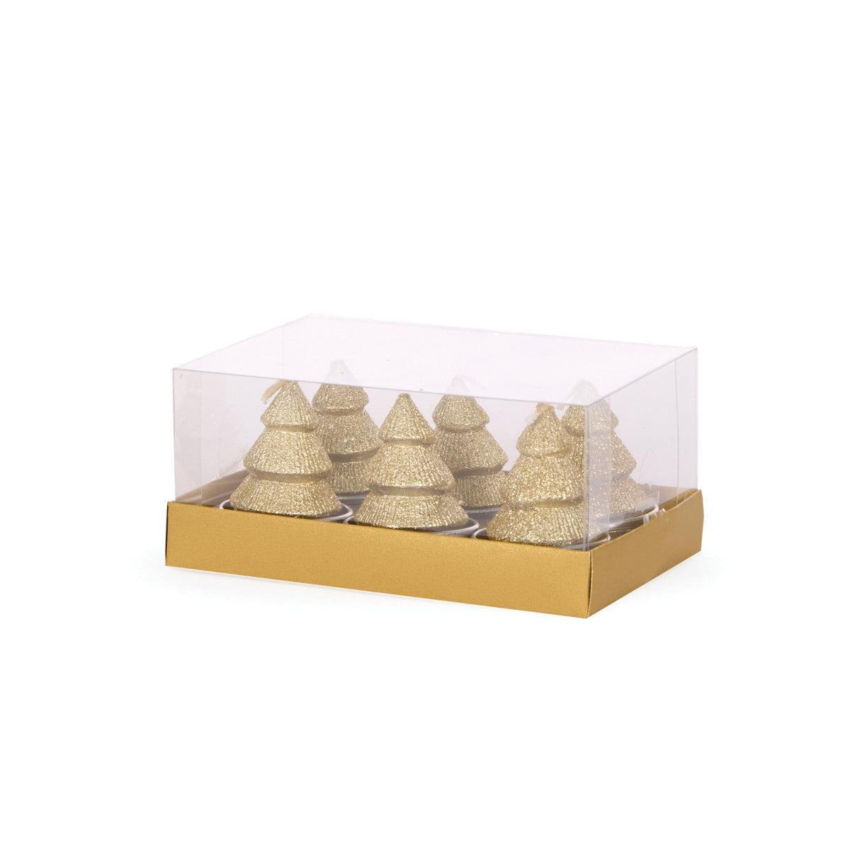 6/Pk Gold Layered Tree T/Lights-Holly and Ivy-Lima & Co