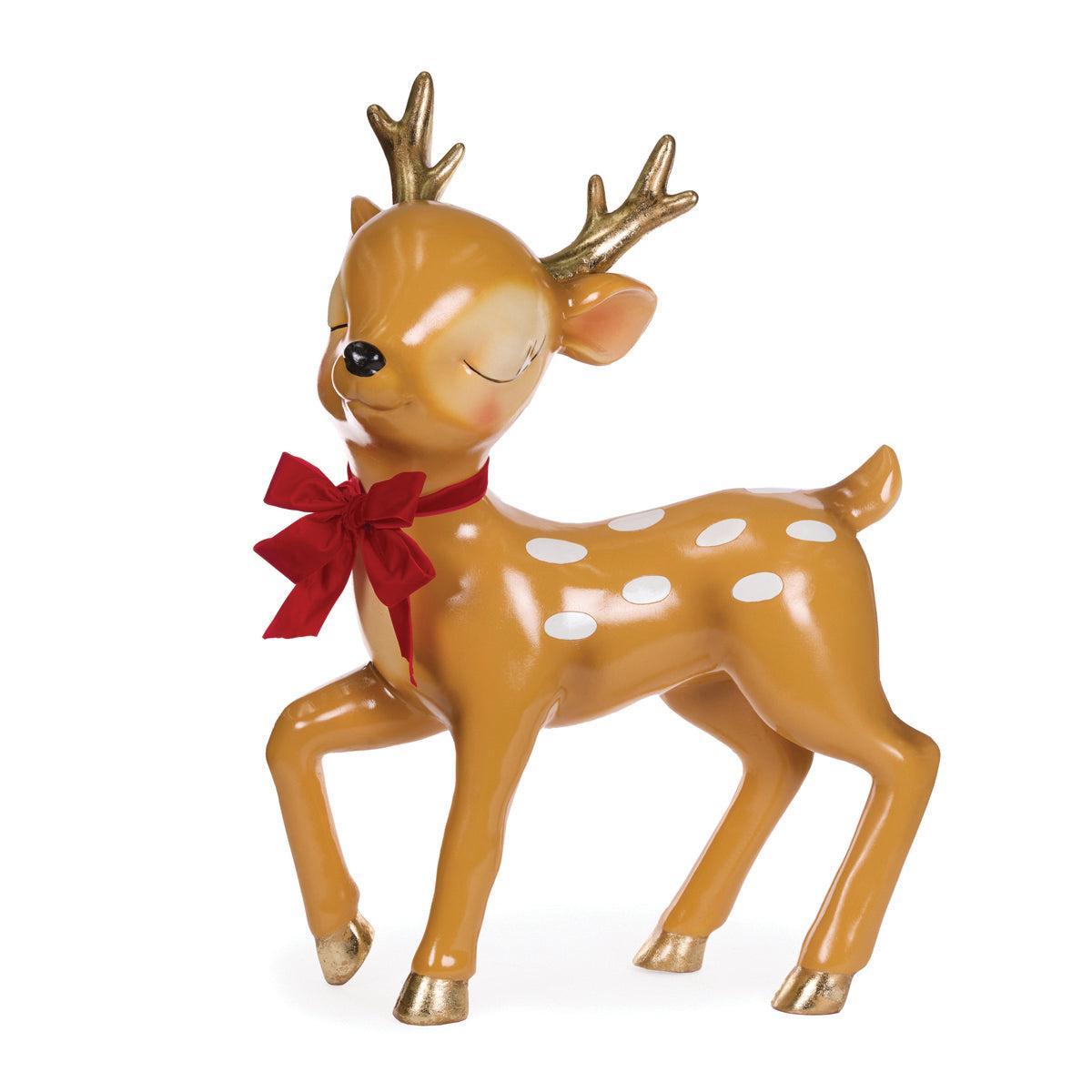 92 Cm Retro Reindeer With Bow-Holly and Ivy-Lima & Co
