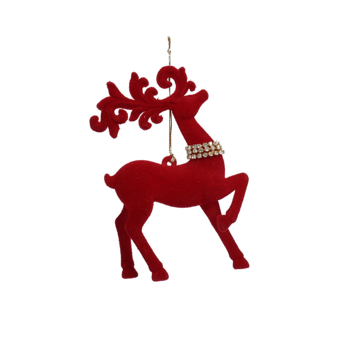 Acrylic Deer Ornament Flocked Red-Swing-Lima & Co
