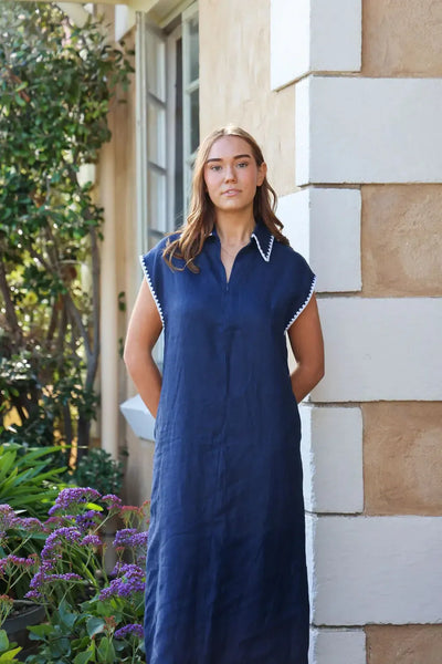 Addy Dress - Navy-The Eighth Letter-Lima & Co